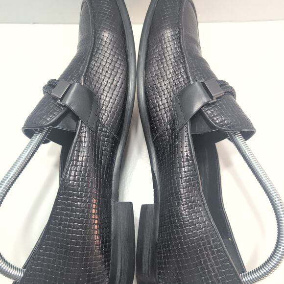 Zara Made In Italy Woven Leather Dress Loafers Black Men\'s 9.5